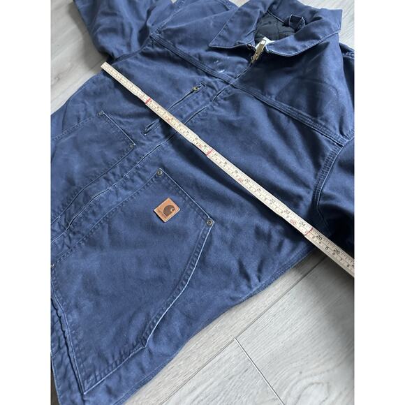 Vintage Carhartt quilted line workwear zip up jacket navy blue size L men’s - Picture 8 of 8